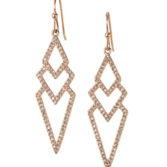 Stella & Dot | Rose Gold + Pavé Spear Drop Earrings - Picture 2 of 9